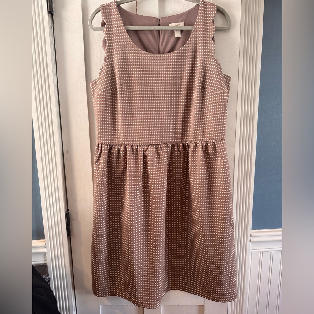 LOFT Tan Sleeveless Textured Dress